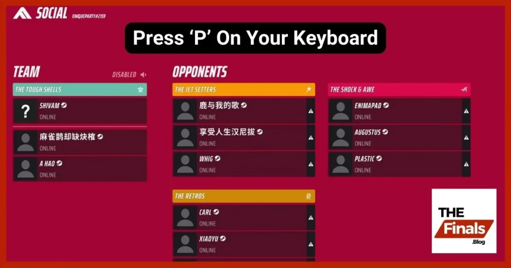 Access The Social In The Finals By P On Keyboard